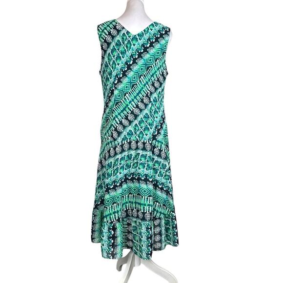 Rabbit Rabbit Rabbit Dress Womens SZ 12 Navy Blue Green Flowy Midi Boho 70's - Picture 4 of 13